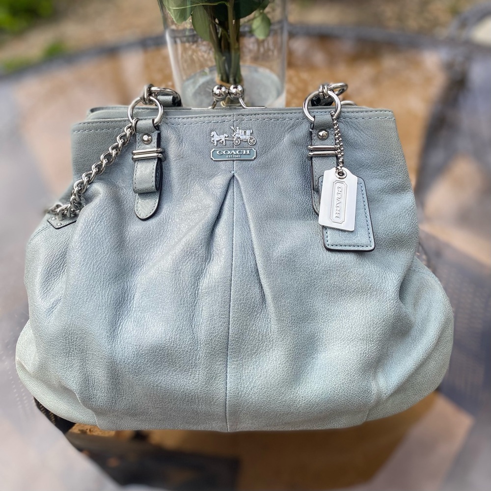 Coach Madison Leather Tote bag in a light blue color